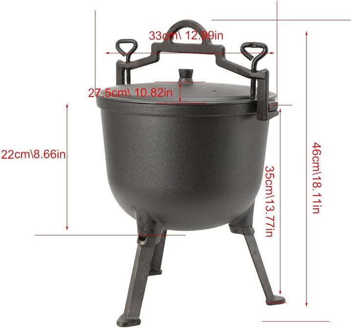8L Feuertopf Gulaschkessel Jagdkessel Dutch Oven Gusseiserner Topf Mit Füssen Und Deckel Kochtopf Ke
