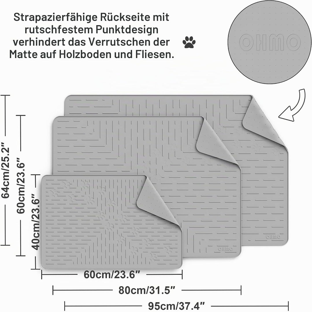 OHMO Katzenklo matte aus Premium-Silikon 60 * 40 CM, wasserdicht und BPA-frei Katzentoilettenmatte,