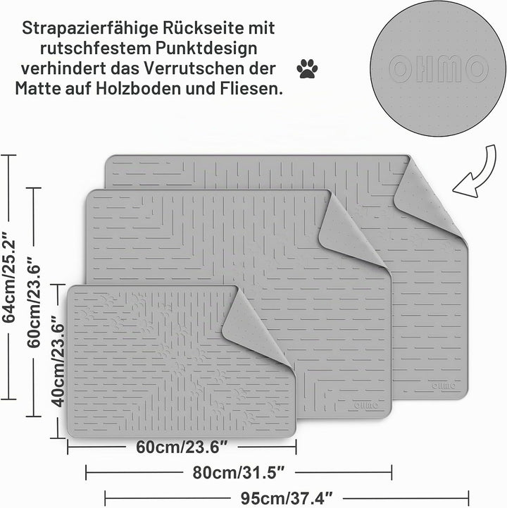 OHMO Katzenklo matte aus Premium-Silikon 60 * 40 CM, wasserdicht und BPA-frei Katzentoilettenmatte,