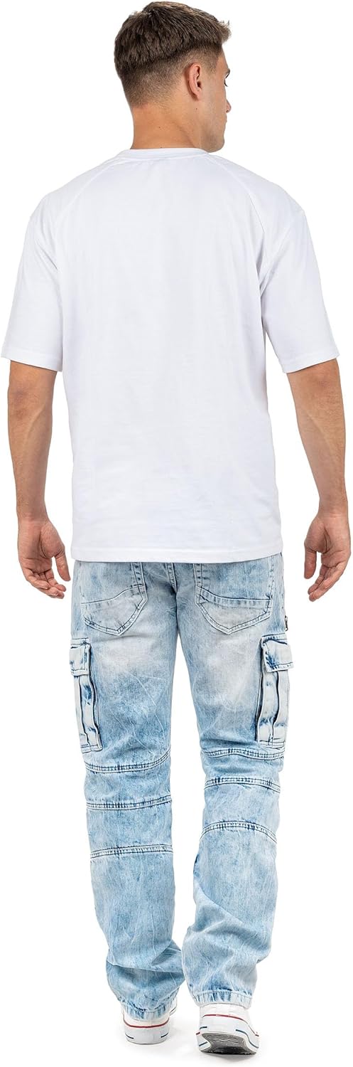 Cipo & Baxx Herren Jeans im Bikerstyle – Regular Fit oder Slim Fit | Stone Washed Denim mit Ziernäht