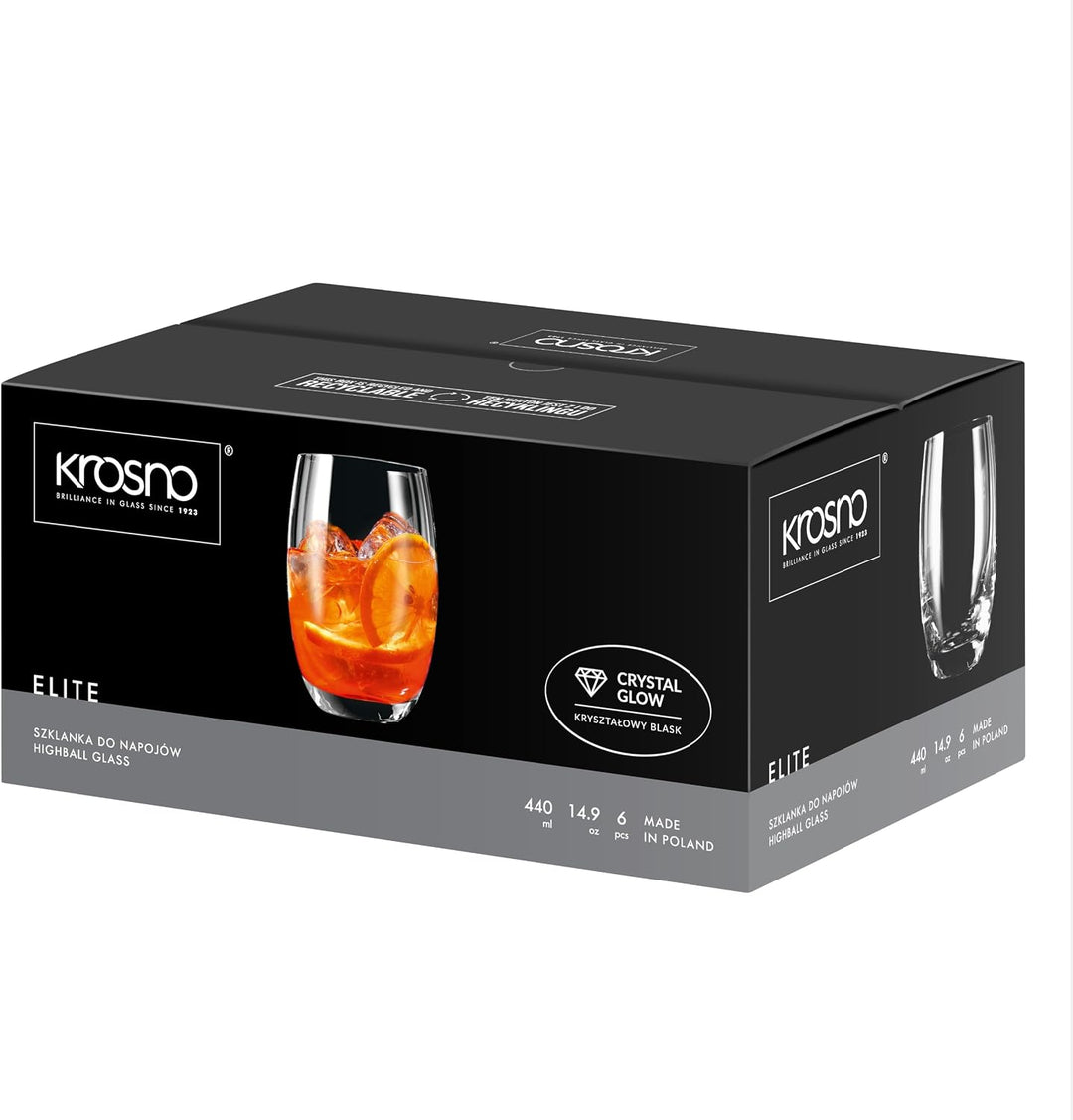 KROSNO Wassergläser Saftgläser Trinkgläser | Set von 12 | 360 ML | Elite Kollektion | Perfekt für zu