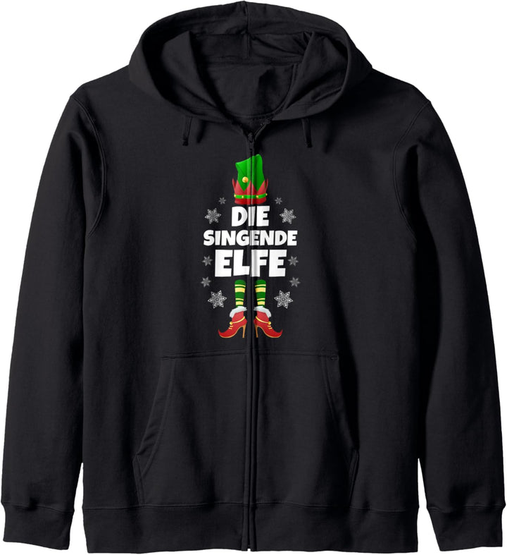 Singende Elfe Familien Outfit Weihnachten Weihnachtselfen Kapuzenjacke