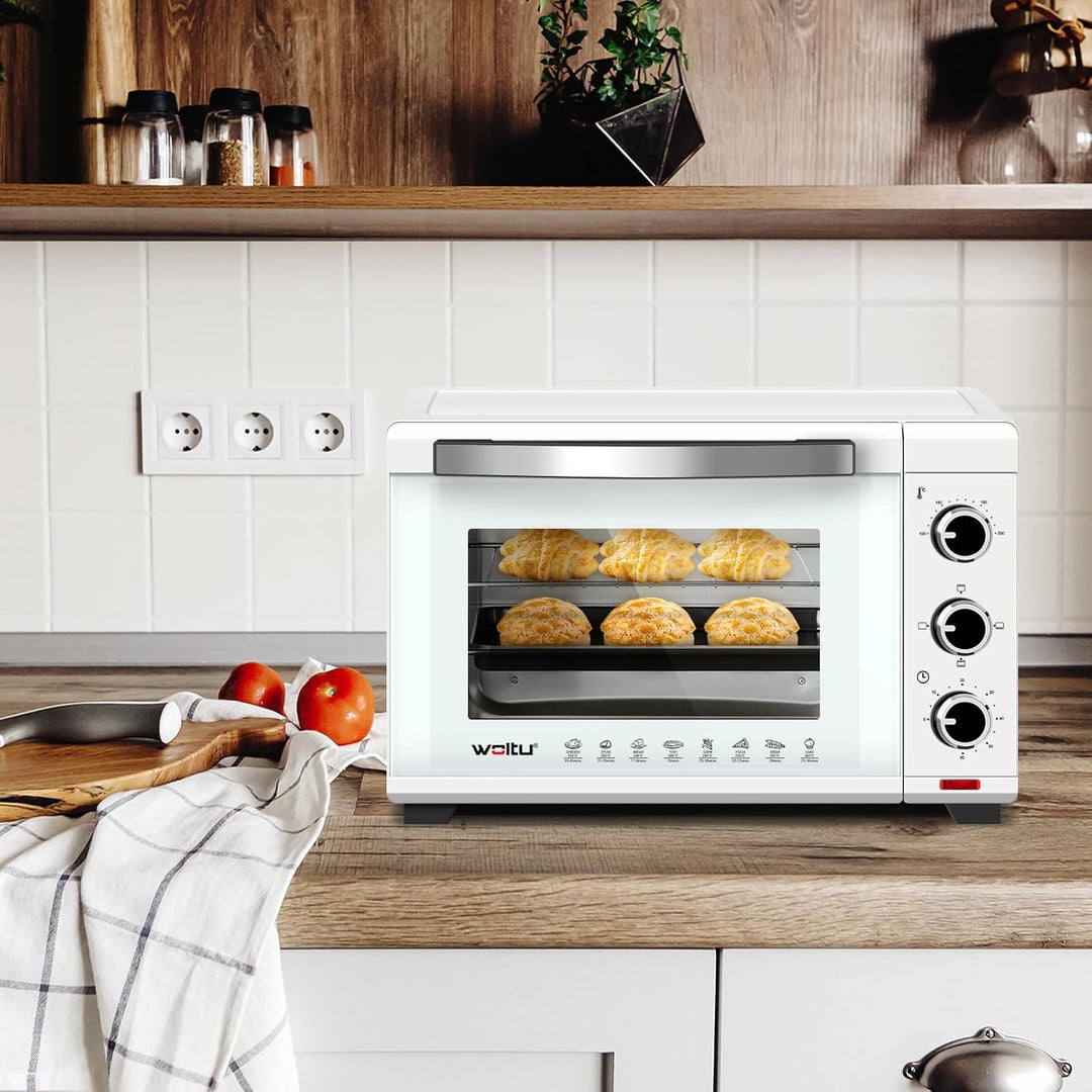 WOLTU Mini Backofen 25 Liter, 1400 Watt Toasterofen | Pizzaofen | Krümelblech mit Timer Minibackofen
