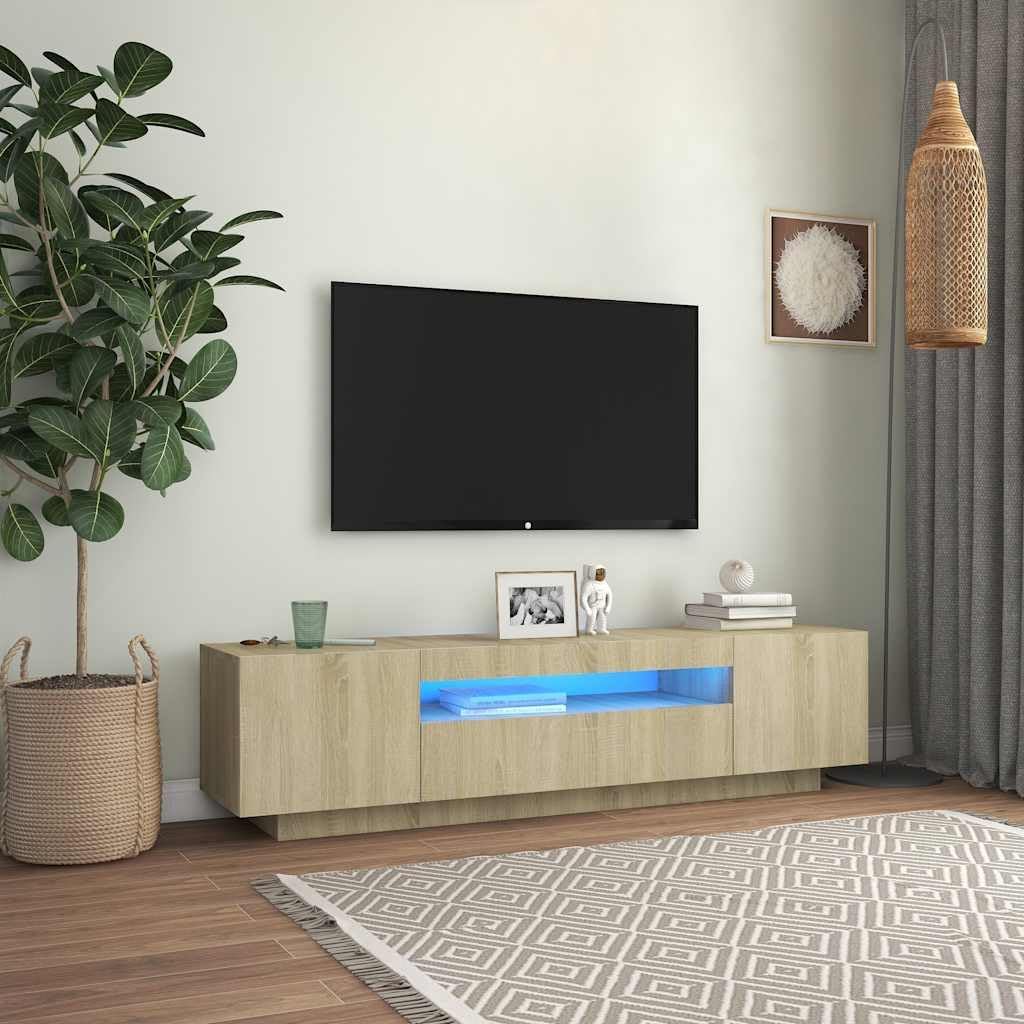 vidaXL TV Schrank mit LED-Leuchten Lowboard Sideboard Fernsehschrank Fernsehtisch TV Möbel Tisch Boa