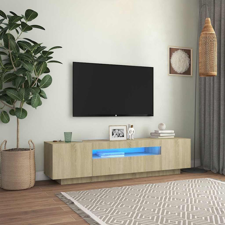 vidaXL TV Schrank mit LED-Leuchten Lowboard Sideboard Fernsehschrank Fernsehtisch TV Möbel Tisch Boa