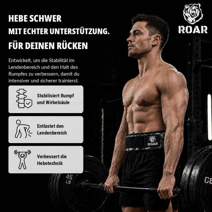 Roar® Gewichthebergürtel Herren und Damen, Lifting Belt for Gym, Powerlifting Gürtel Gewichtheben, W