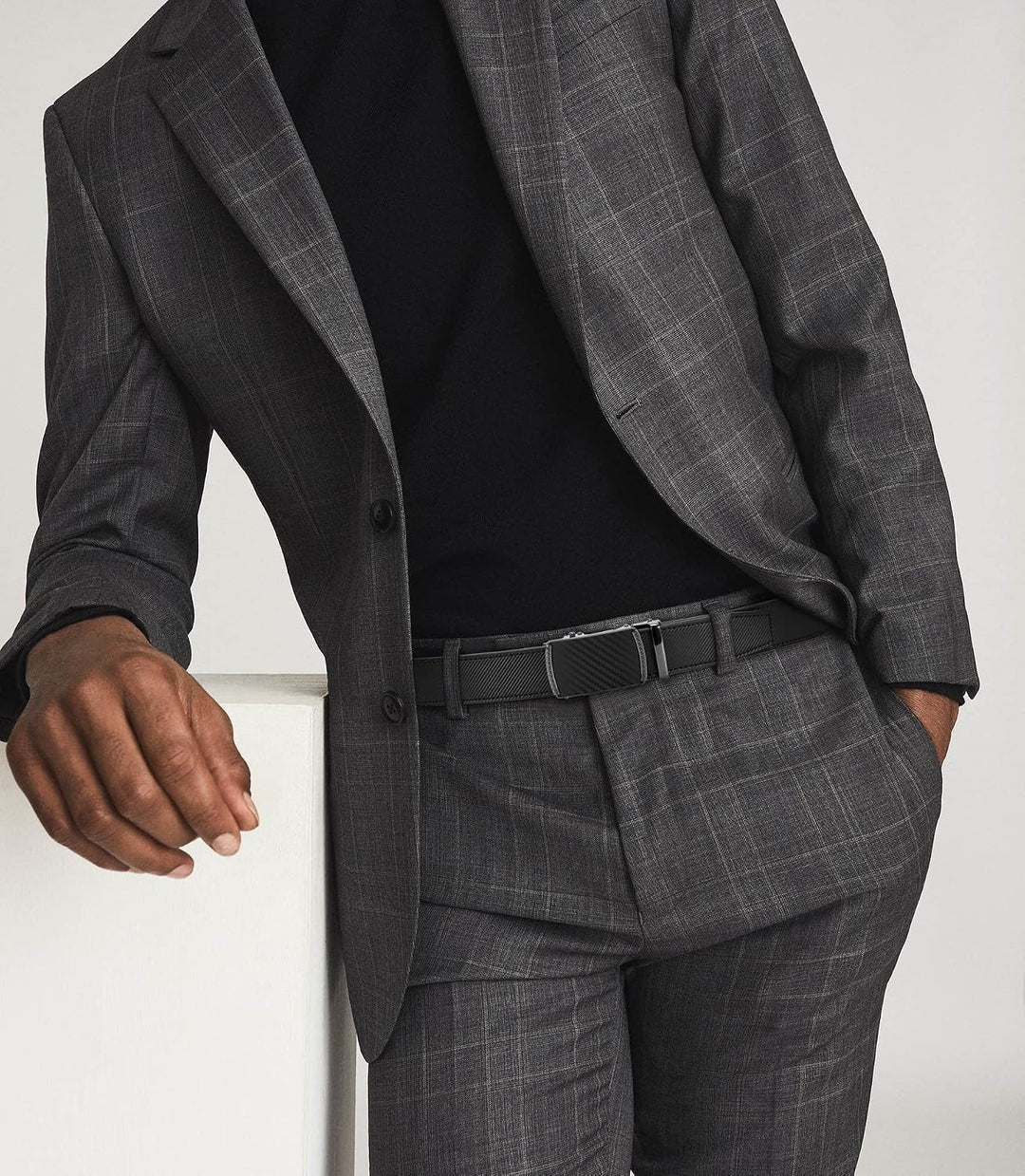 CHAOREN Gürtel Herren, Automatik Ledergürtel Herren 35mm ohne Löcher Taille 120-135cm (Gesamtlänge 1