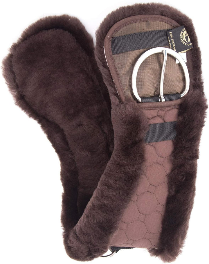 Merauno® Lammwolle Western Mondgurt Sattelgurt, aus Qualitäts Merino Lammwolle, spezielle anatomisch