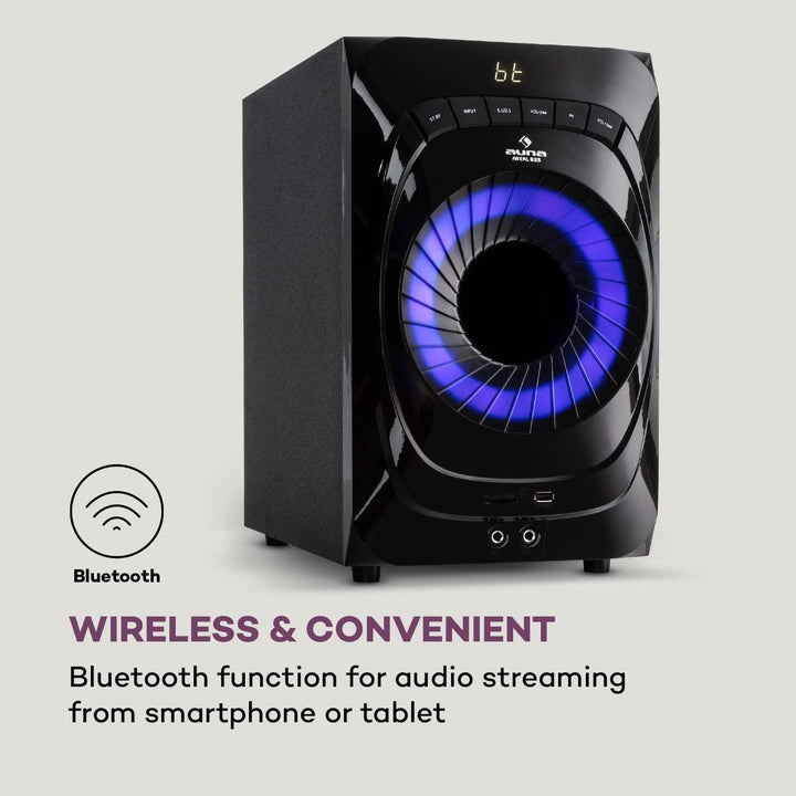 auna Areal 825 5.1 Soundsystem - 5.1 Heimkinosystem mit 200 Watt Leistung RMS, 8" Heimkino Subwoofer