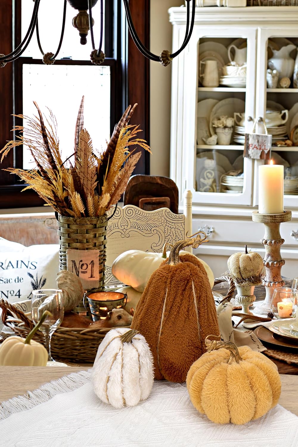 3er-Set Kunstpflanze Set künstliche Samt-Kürbisse, Künstlicher Kürbis für Halloween DIY-Herbstdekora