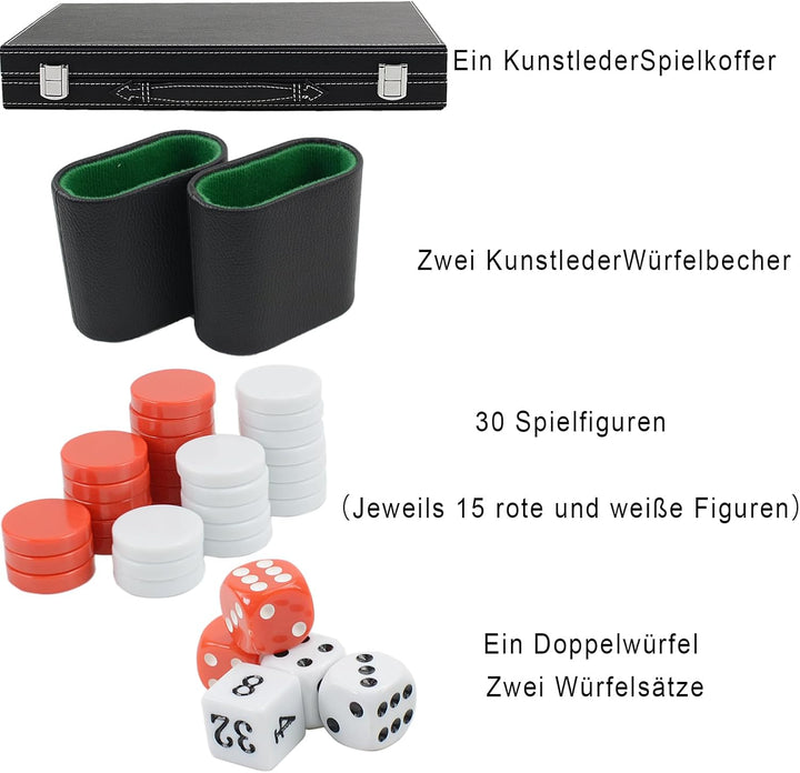 Backgammon Set 15" Klassisches Backgammon Brettspiel Tragbares Reise Strategie Backgammon Spiel Set
