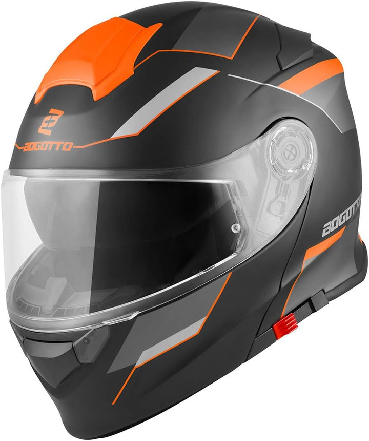 Bogotto V271 Delta Klapphelm (Black Matt/Orange,XS) XS Schwarz Matt/Orange, XS Schwarz Matt/Orange