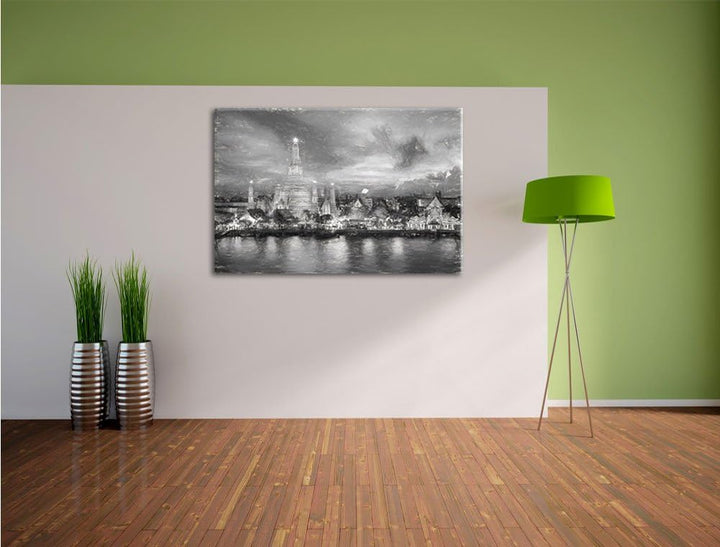 Pixxprint Tempel Bangkok Thailand als Leinwandbild/Grösse: 100x70 cm/Wandbild/Kunstdruck/fertig besp