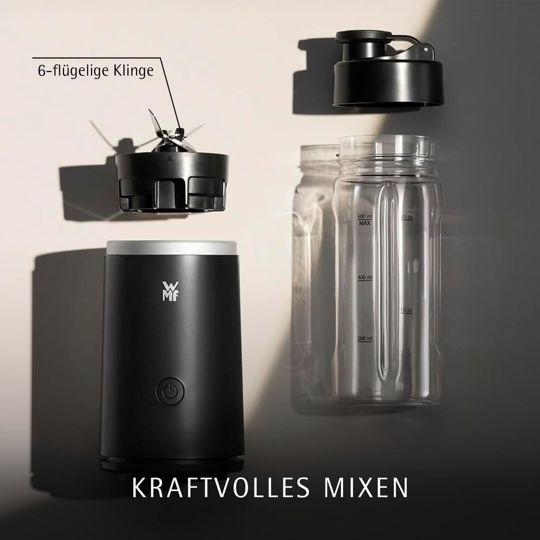 WMF Mix & Go Touch Smoothie Maker to go, tragbarer Mixer & kompakter Standmixer, 500 W Hochleistungs