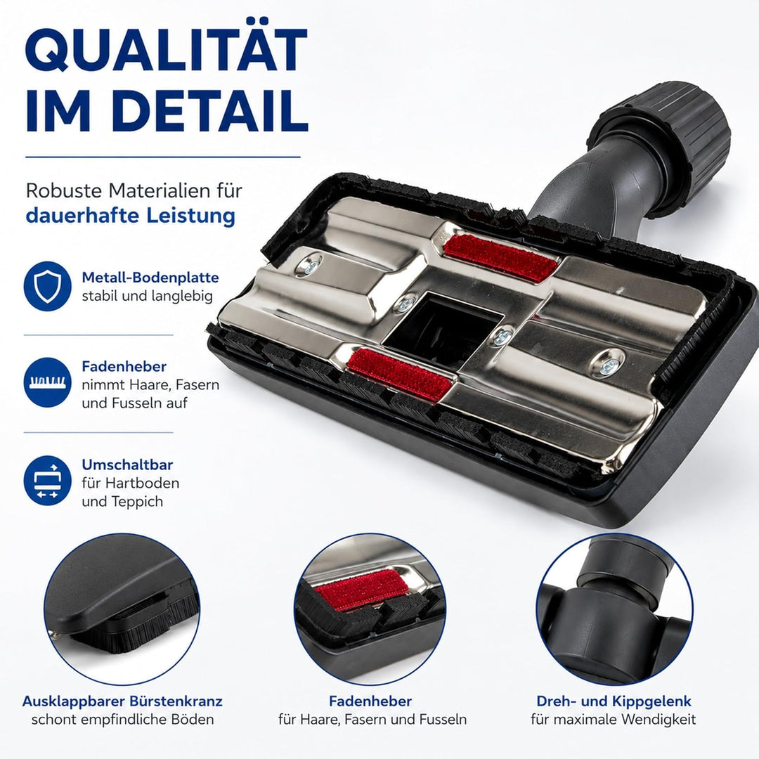 DeClean PREMIUM universale 30-37mm Staubsaugerdüse Kombidüse Hartbodendüse Rohre 30-37 mm kompatibel