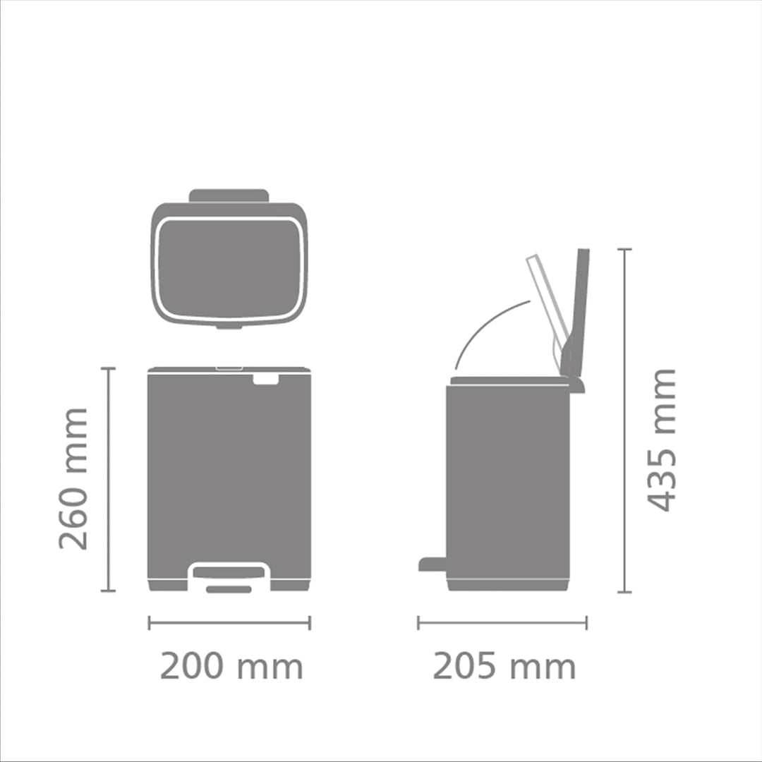 Brabantia Bo Treteimer 4 L (platin), platzsparender Mini Mülleimer mit Soft-Close-Funktion und leich