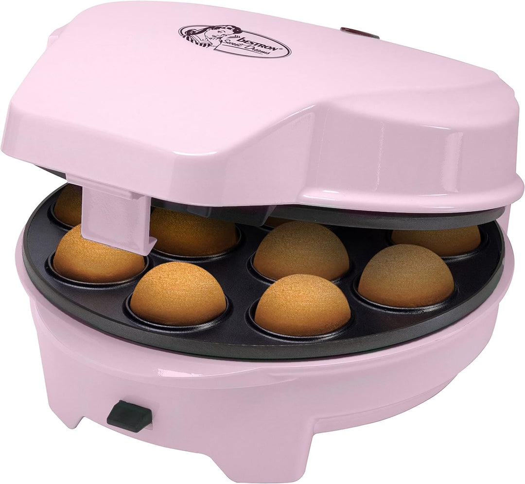 Bestron 3-in-1 Cakemaker im Retro Design, mit 3 auswechselbaren Backplatten, Donut-, Cupcake- und Ca
