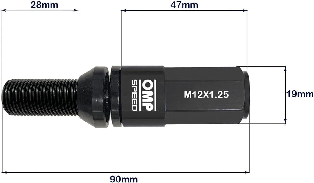 OMP SPEED - Set Performance-Schrauben mit Aluminiumschutz, M12X1.25, HEX: 17-19, L: 28 mm, Farbe: sc