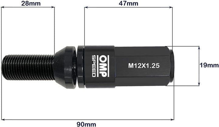 OMP SPEED - Set Performance-Schrauben mit Aluminiumschutz, M12X1.25, HEX: 17-19, L: 28 mm, Farbe: sc