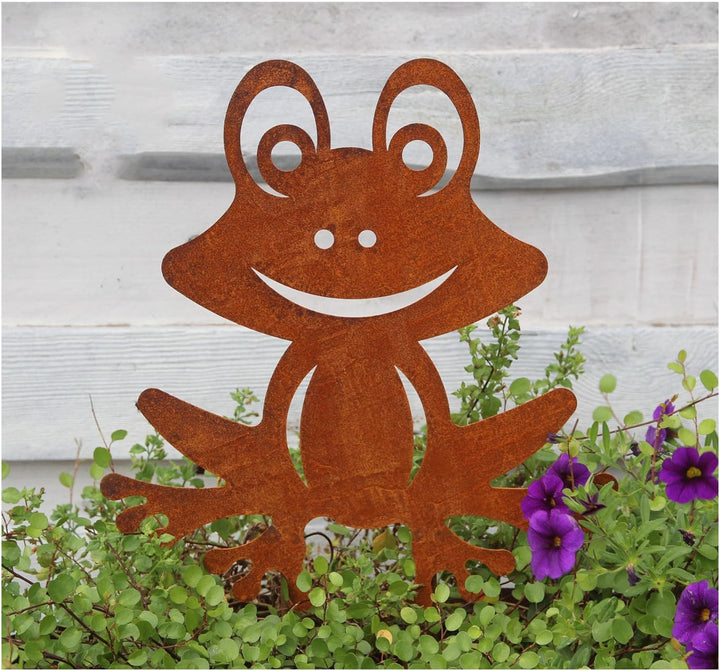 Bornhöft Gartenstecker Frosch Beetstecker Topfstecker Metall Rost Gartendeko Edelrost rostige Dekora