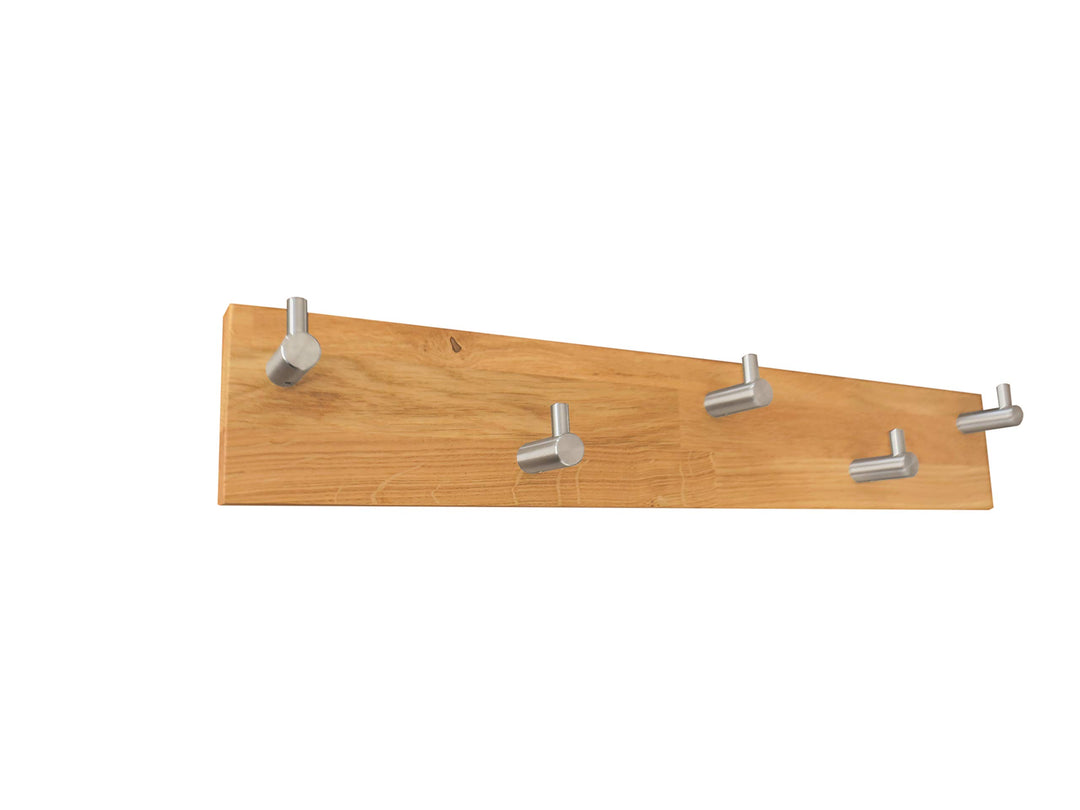 ICEBORN Garderobe Garderobenleiste Wandgarderobe Massivholz Eiche geölt Edelstahl Grösse M Manufaktu