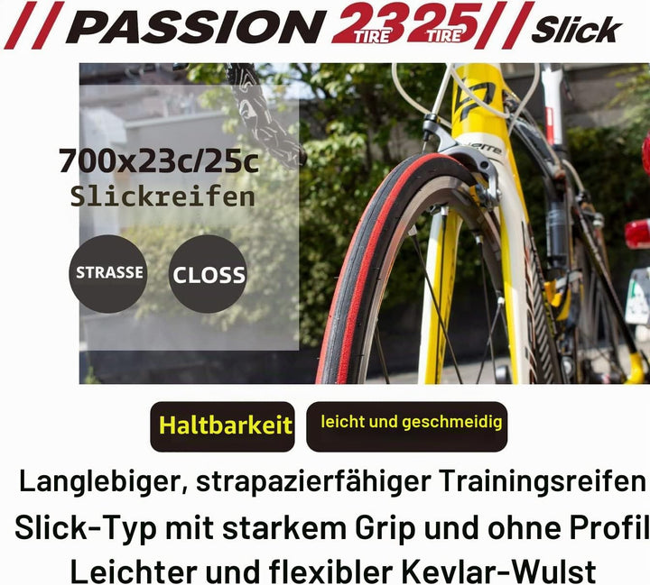 GORIX Road Bike Slick Tire 700×23C or 700×25C Cycling Bicycle (Passion) 700×25c All White(1 Tire), 7