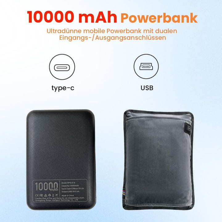 Beheizbarer Handmuff, Handmuff Elektrisch 10000 mAh Powerbank, USB Beheizbare Handwärmer mit Verstel
