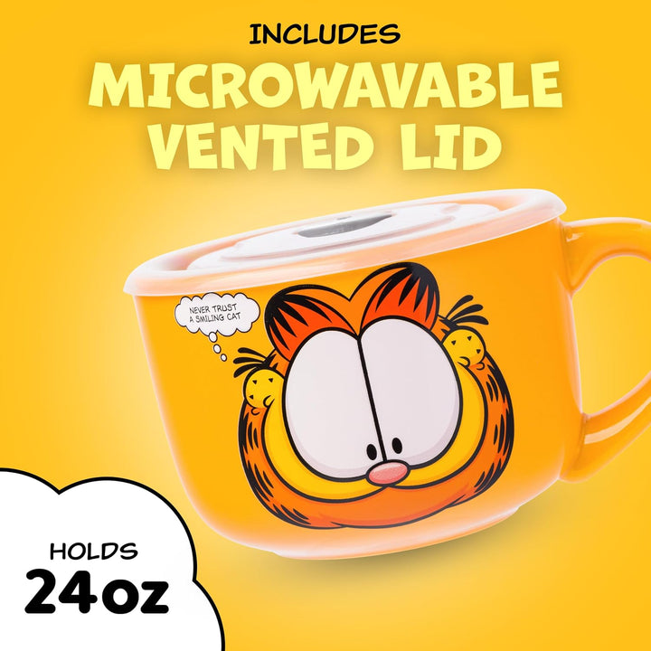 Silver Buffalo Garfield Keramik-Suppentasse mit belüftetem Kunststoffdeckel, 680 ml Garfield Never T