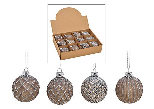 MC-Trend 12er Set edle Luxus Glas Weihnachtskugeln Ø 6cm Weihnachtsbaum Kugeln Christbaumkugeln Weih
