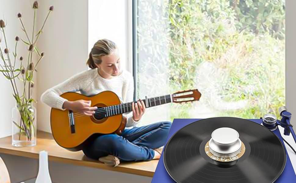 Brollitest Plattenspieler Stabilizer, Gewicht 404 g Durchmesser bis zu 7mm Aluminium LP Vinyl Platte