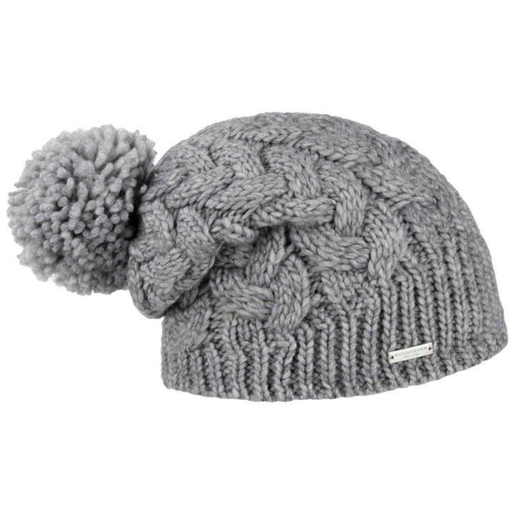Seeberger Travola Bommelmütze Strickmütze Beanie Damenmütze Damen - mit Futter, Oversize Winter Herb