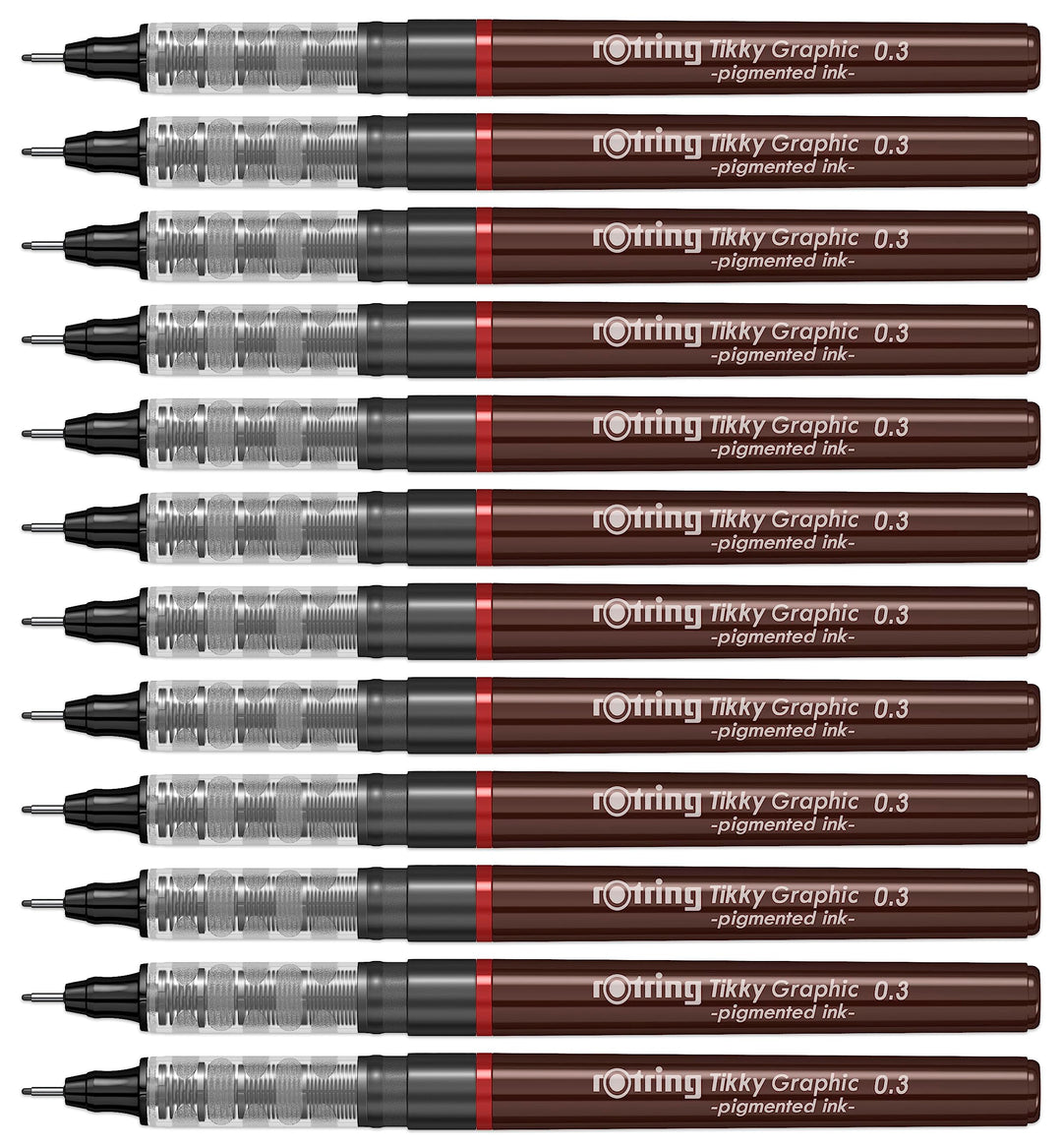 rOtring Tikky-Grafik Fineliner Filzstifte | 0,3 mm | schwarze Tinte | 12-er Box 0.3 bordeaux, 0.3 bo
