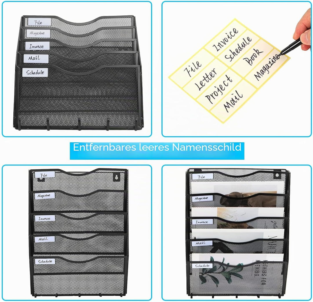 EasyPAG 5 Fächer Metall A4 Zeitschriften Wandhalter Zeitschriftenhalter Wand Aktenablage Dokumentenh