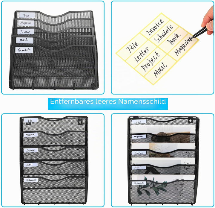 EasyPAG 5 Fächer Metall A4 Zeitschriften Wandhalter Zeitschriftenhalter Wand Aktenablage Dokumentenh