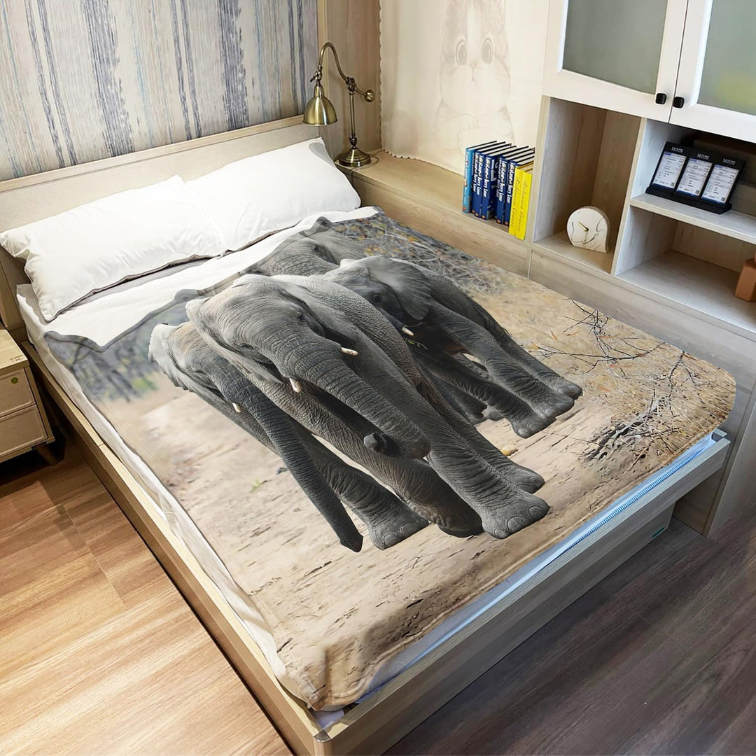 YISUMEI Bedruckte Kuscheldecke Waldstrasse Elefant Decke Weich Flanell Fleecedecke 150x200 cm 150 x
