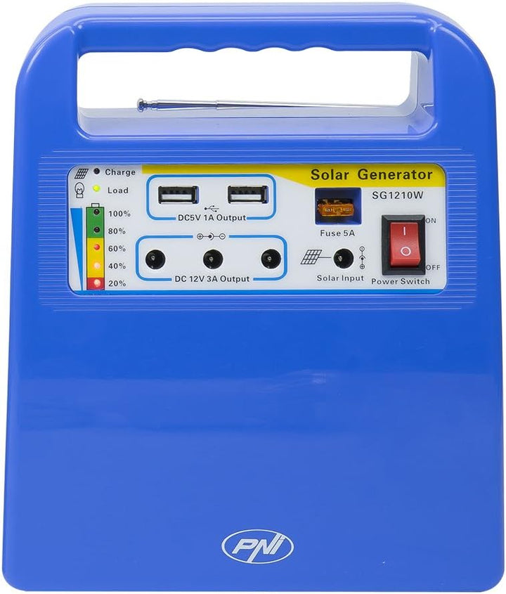 PNI Solarpanel Tragbarer Solarstrom-Stromerzeuger Greenhouse H01 30W mit 12V / 7Ah Batterie, USB/Rad