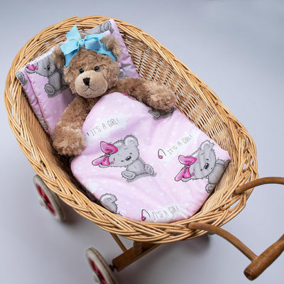 PinkZebra 3er Set Puppenbettwäsche für Puppenbett, Puppenbettzeug 3-teilig, Decke + Kissen + Matratz