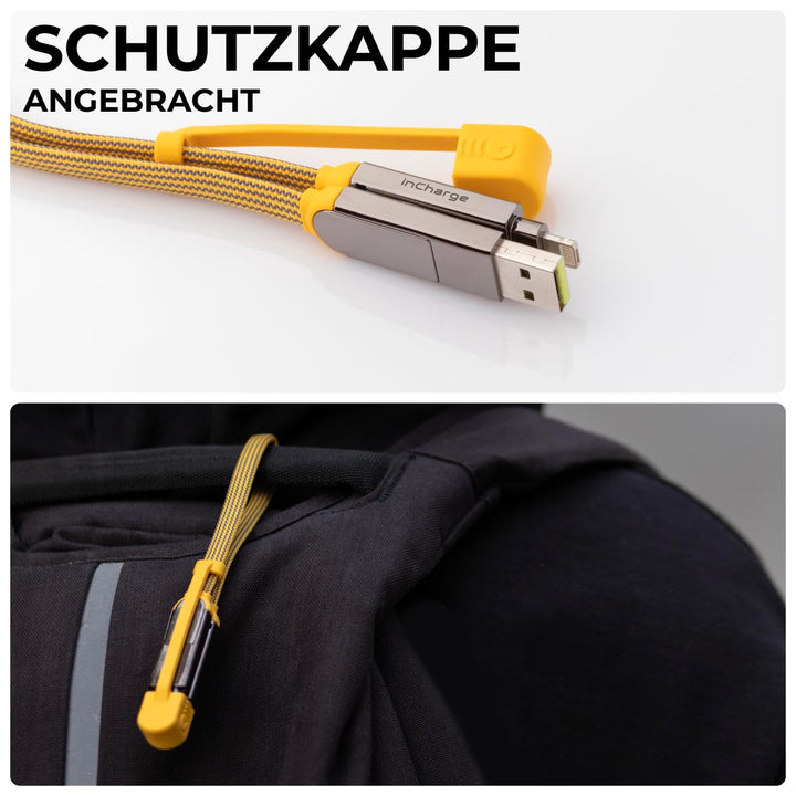 inCharge Rolling Square XL 30 cm - USB-C-Kabel, Universal-Smartphone-Kabel, Geschenk für Männer, 6-i