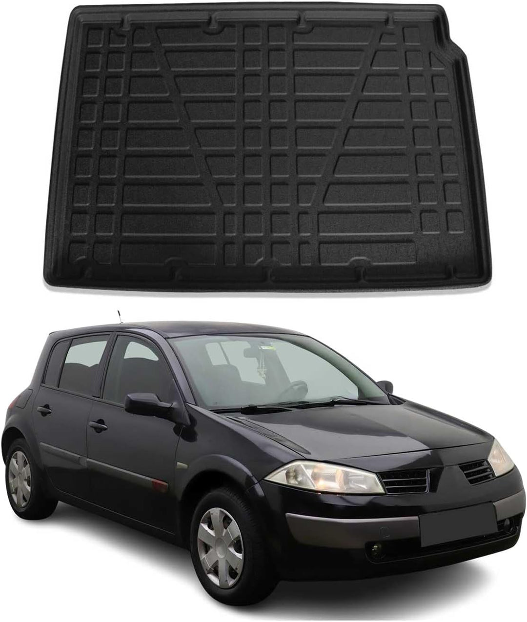 OMAC Kofferraumwanne Laderaumwanne kompatibel mit Renault Megane 2004-2010 Schrägheck Gummi Kofferra