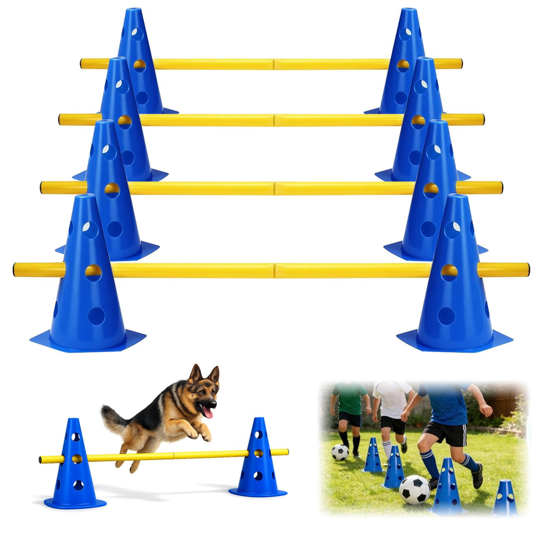Agility Set für Hunde – Cavaletti Steckhürden Set für kleine Hunde & Kinder, verstellbare Trainingsh