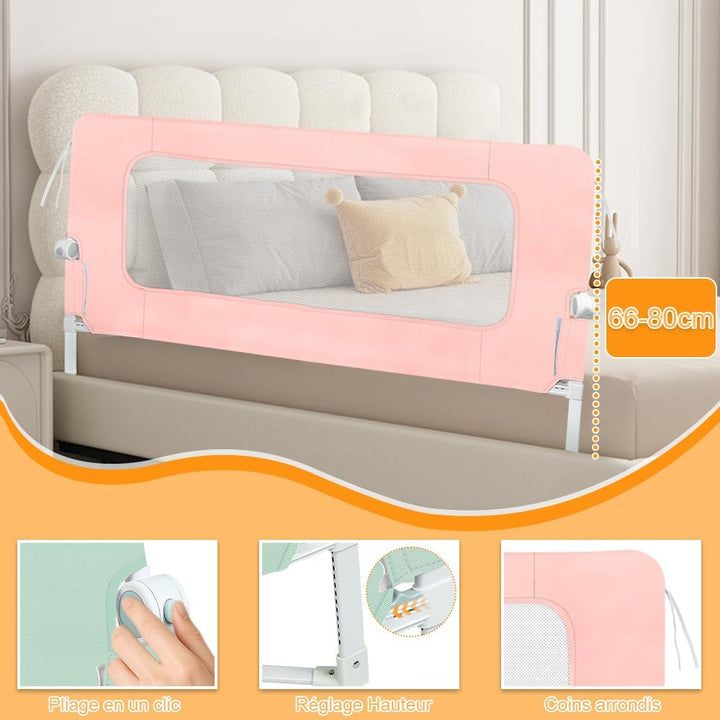 OHMG Bettgeländer,Sicherheitsgitter für Kinder,Sicherheitsgitter für Bett,höhenverstellbar,tragbar,B