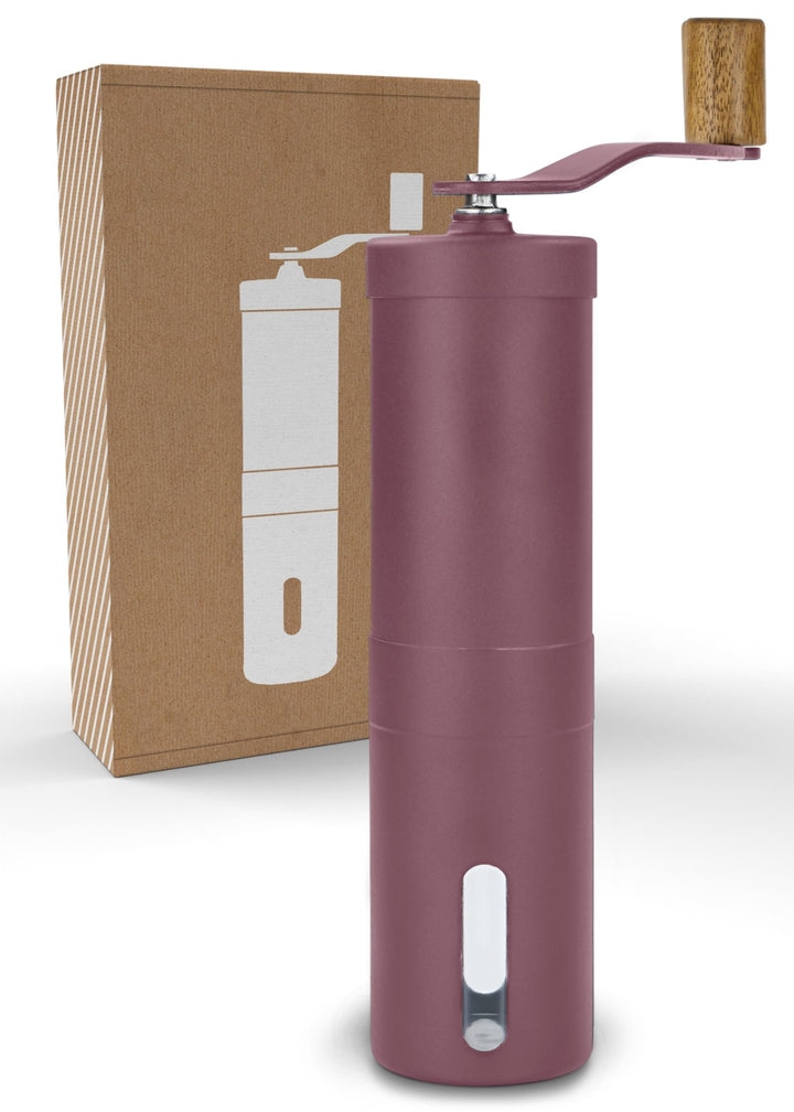 Lambda Coffee Kaffeemühle Manuell Edelstahl und Aluminium I Espressomühle Mit Keramik-Mahlwerk (Rot)