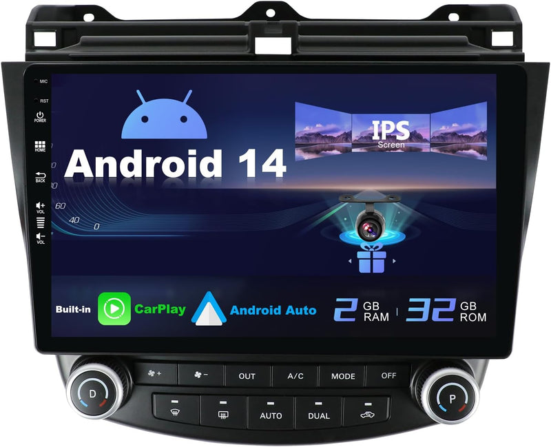 BXLIYER Android 12 IPS Autoradio für Honda Accord 7th (2002-2007) - Eingebaut CarPlay/Android Auto -