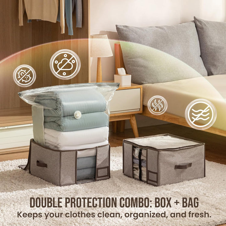 TAILI akuumbeutel für Kleidung mit Aufbewahrungsbox 2 in 1 Design 40 x 42 x 25 CM Vakuumbeutel für B