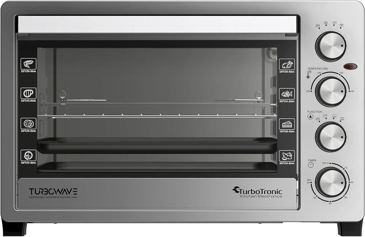 TurboTronic Elektrobacköfen mit Umluft, Grill & Drehspiess | 30 L, 38 L & 45 L Edelstahl-Tischbacköf