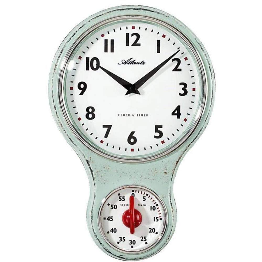 Atlanta Uhren 6124/6 Quarz Wanduhr 205 mm x 65 mm x 31 mm Hellgrün