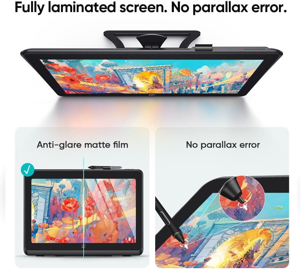 XPPEN Artist 22 Plus Grafiktablett mit Display 16K Druckstufen, Grafiktablett Digital Zeichnung FHD
