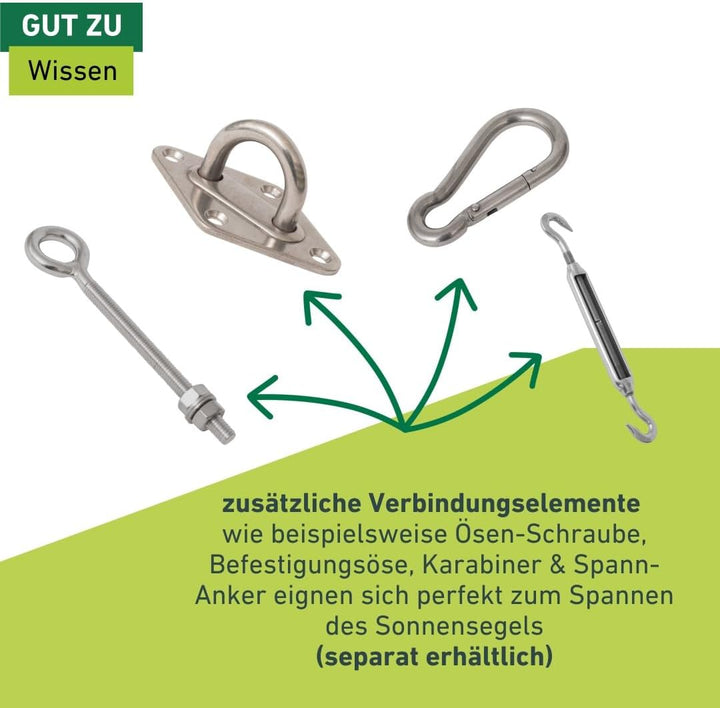 Windhager Seilzugset für Sonnensegel, Zubehörset für Sonnenschutz, Komplettset, Montageset, 10897 Si