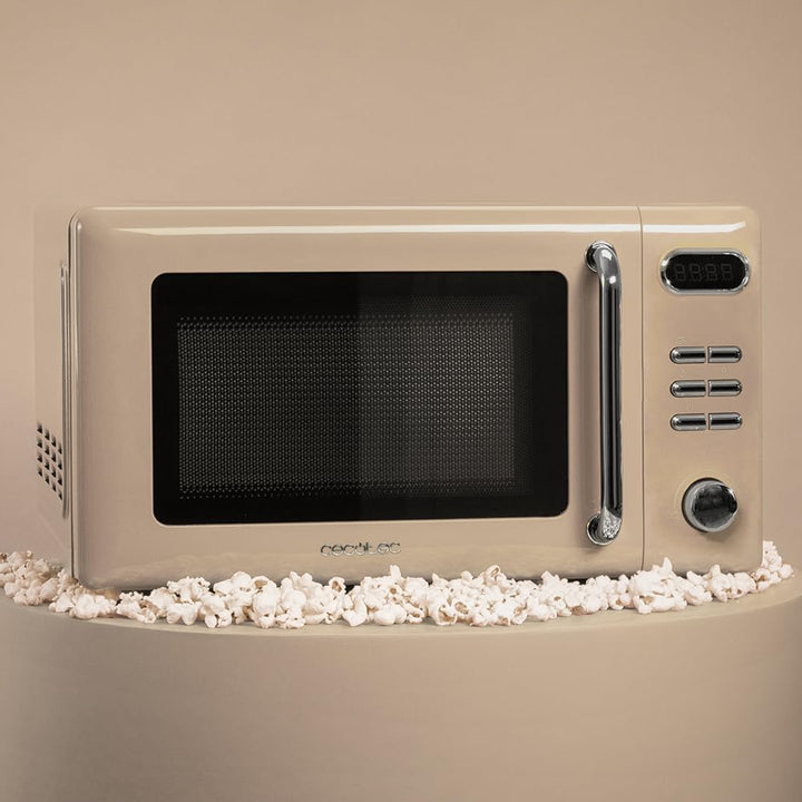Cecotec Digitale Mikrowelle mit Grill Proclean 5110, 20 l, Retro-Beige, 700 W in 5 Stufen, Timer bis