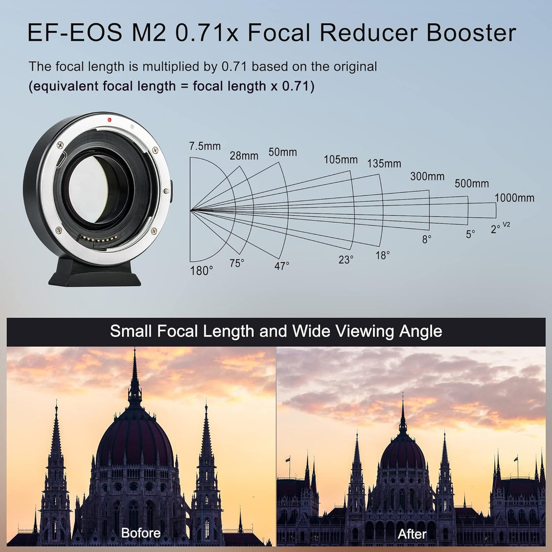 VILTROX EF-EOS M2 Speedbooster 0,71 x Autofokus-Objektiv Halterungsadapter Kompatibel mit Canon EF-O